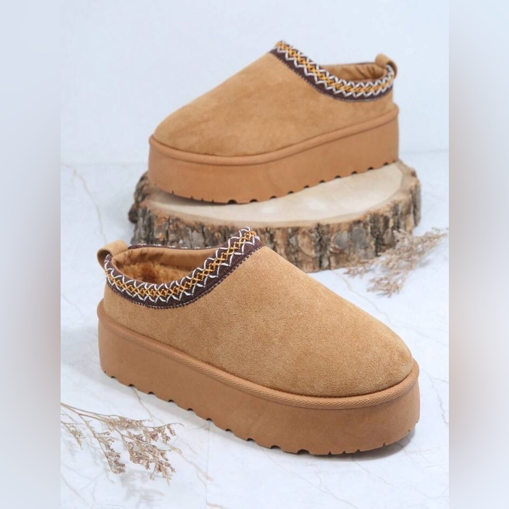 Olivia & Kate NY Cozy Tan Platform Slip-Ons